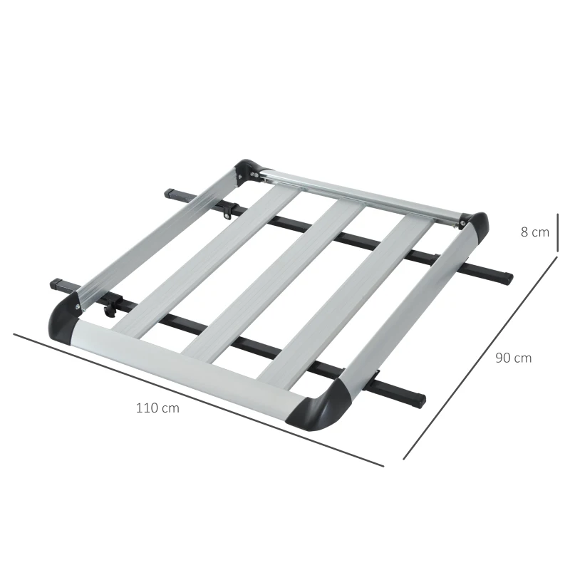 HOMCOM Barres de toit de voiture - gallerie de toit - porte-bagage de toit dim. 110L x 90l x 8H cm - alu. ABS gris noir
