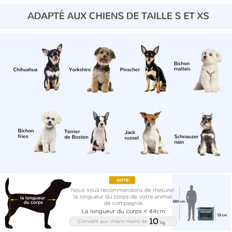 PawHut Sac de transport pliable pour animaux de compagnie avec poignée tissu en maille 69 x 51 x 51 cm bleu noir