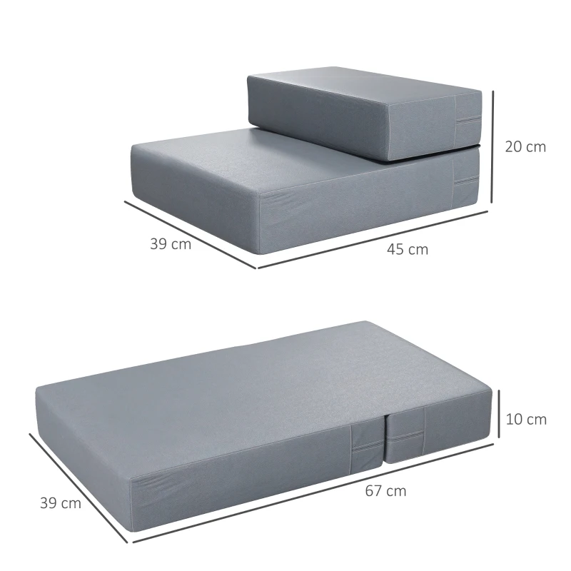 PawHut Escalera para Mascotas de 2 Peldaños 2 en 1 Cama de Perros Gatos Tapizada en PU Desenfundable y Lavable con Cremallera 45x39x20 cm Gris