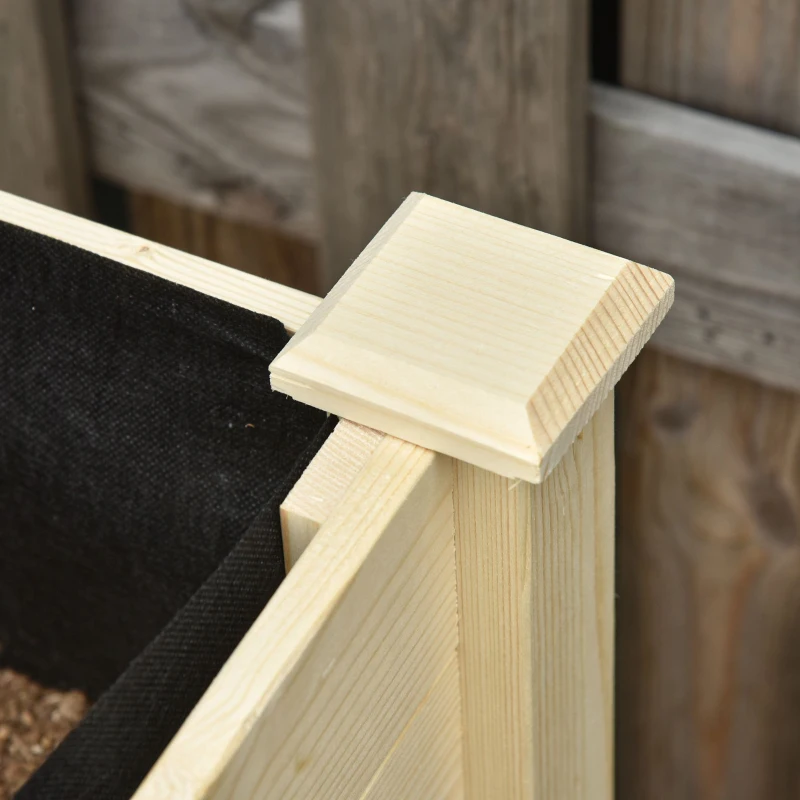 Outsunny Letto per Orto Rialzato in Legno con Rotelle e Ripiano Inferiore, 118x55x83cm, Legno Naturale