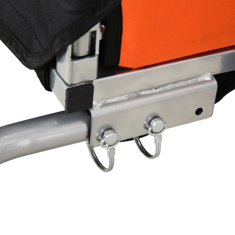 HOMCOM Kinderanhänger Kinderfahrrad geeignet für 2 Kinder, Stahlrahmen, Sitzträger mit Sicherheitsgurt, für Kinder ab 18 Monaten, Oxford-Gewebe, Stahl, 130x76x88 cm, Orange+Schwarz