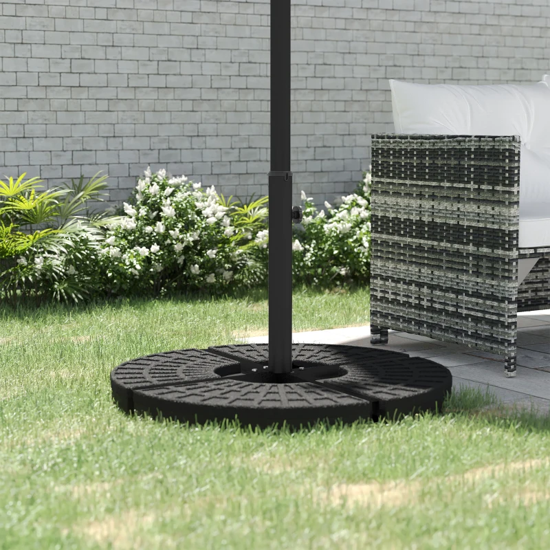 Outsunny Base per Ombrellone a Croce in Acciaio con Vite Laterale, 100x100x75 cm, Nero