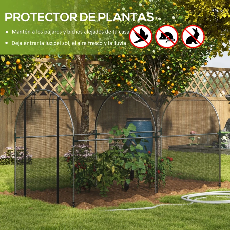Outsunny Invernadero con Soportes Puerta con Cremallera y Anti-UV para Proteger las Plantas 120x300x146 cm Negro