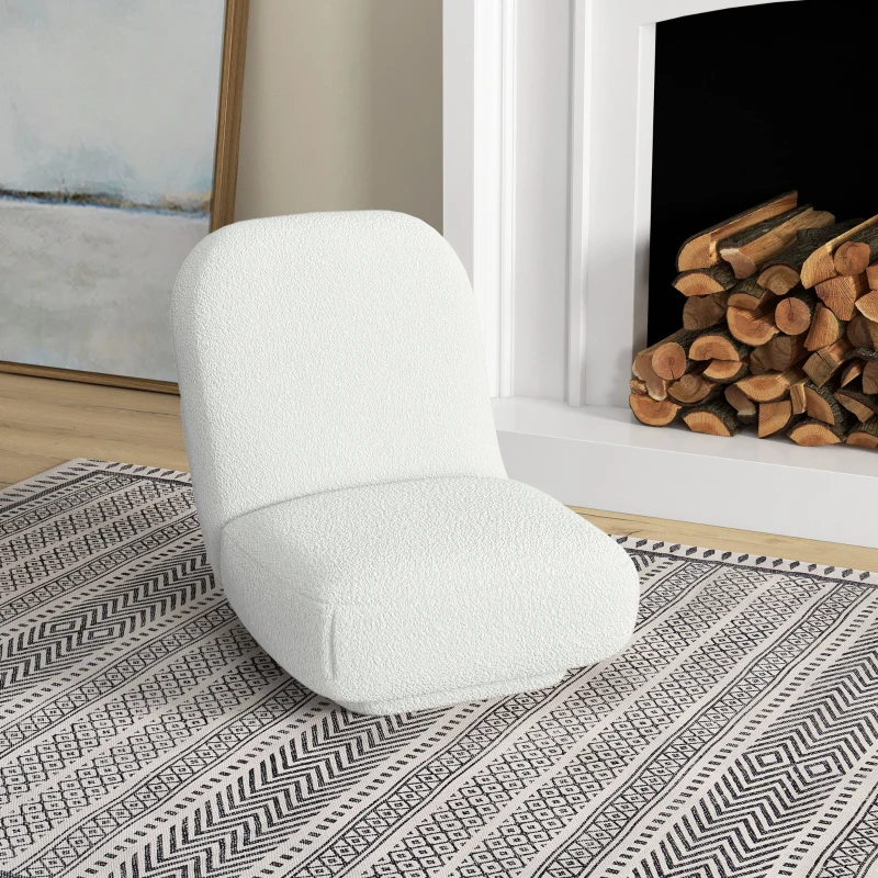 HOMCOM Bodensessel, Sessel, Lammwolle-Optik, kompaktes Format,  Weiß