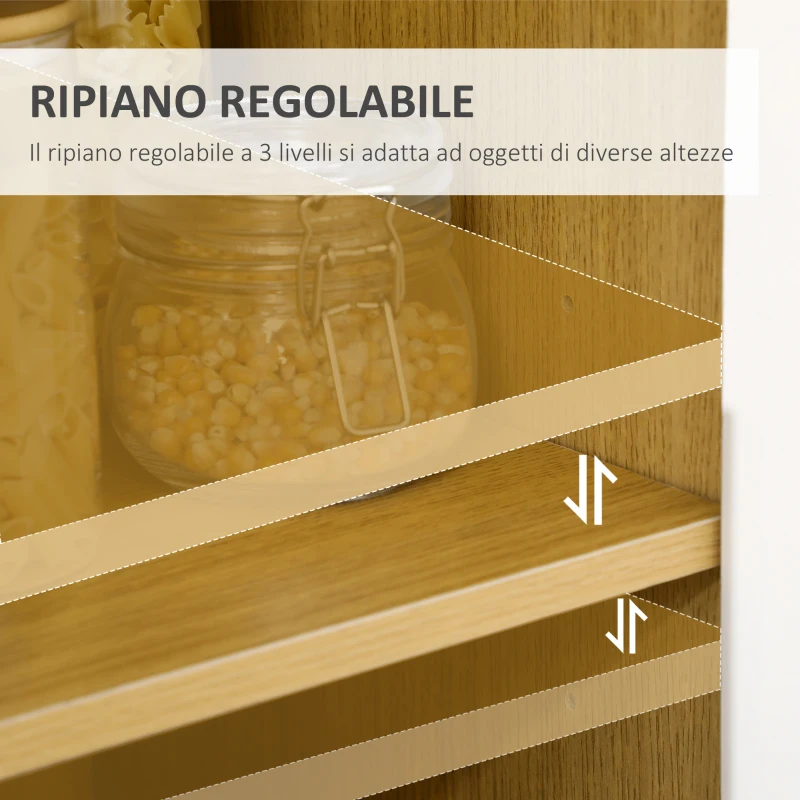 HOMCOM Mobiletto per Microonde con Ripiano Aperto, Armadietti e Cassetto, 90x40x98.5cm Bianco e Legno