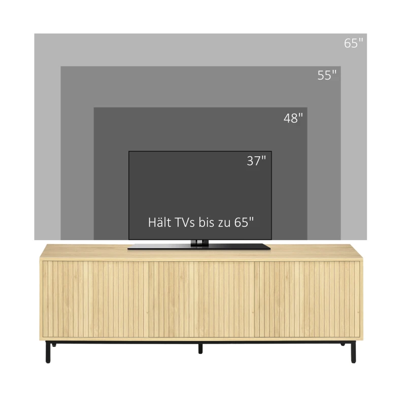HOMCOM TV-Bank im Skandi-Design, 3 Schrankfächer, versetzbare Einlegeböden, Kabelmanagement, 150 x 40 x 51 cm