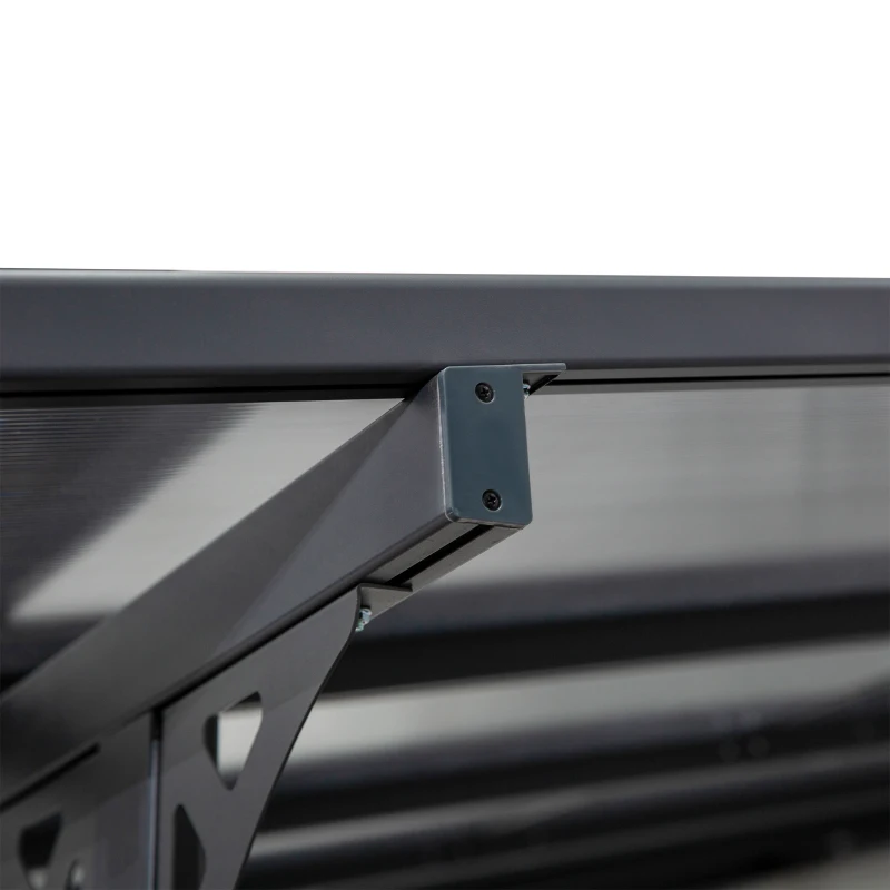 Outsunny Pergola adossée aluminium 4,5 x 3 m pergola jardin extérieur avec toit en polycarbonate résistant UV, gouttière intégrée, tonnelle de jardin pour terrasse patio véranda, gris