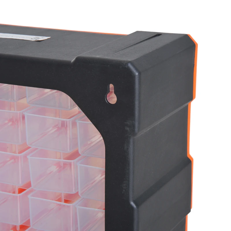 DURHAND Armario Organizador de Herramientas con 60 Cajones Tipo Estantería DIY Caja Cajonera de Herramientas 38x16x47,5 cm Naranja