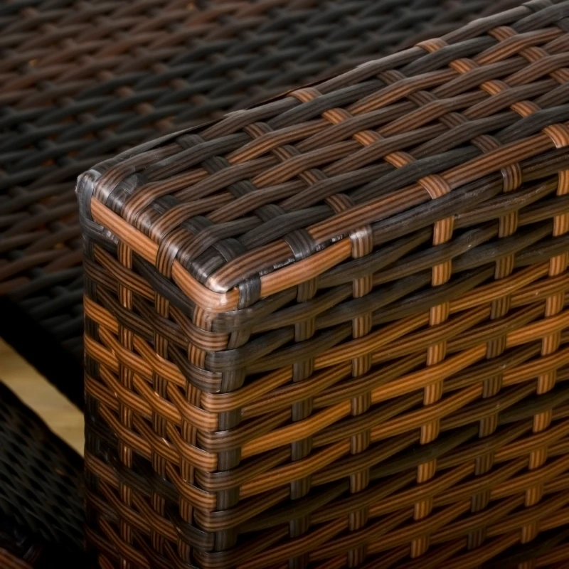 Outsunny Canapé lit de jardin 3 places inclinable latéralement matelas et coussins inclus résine tressée imitation rotin chocolat