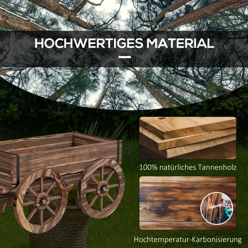 Outsunny Pflanzen-Schubkarre Hochbeet aus Holz, wetterbeständig, 120 x 41 x 50 cm, Braun
