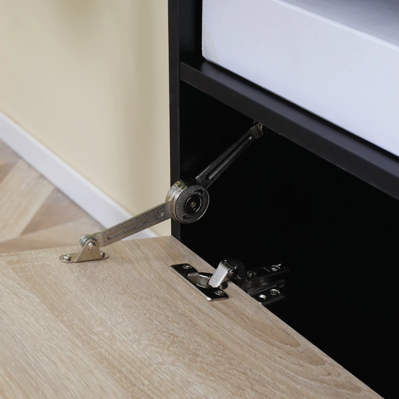 HOMCOM 4-in-1 Garderobe inkl. Schuhbank und Wandregal 120 cm x 32 cm x 78 cm Schwarz + Natur