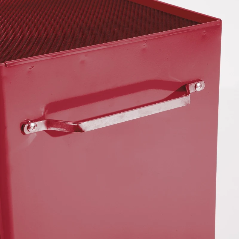 HOMCOM Carro de Herramientas para Taller con Ruedas 5 Cajones Armario con Cierre y Asa Lateral 61,5x33x82,5 cm Rojo