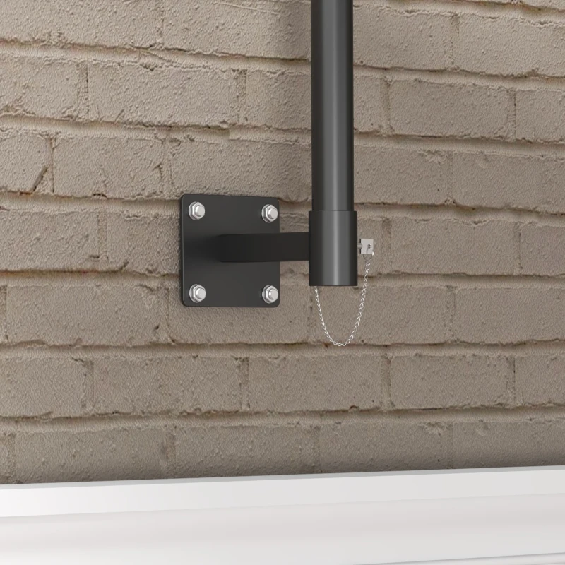 Outsunny Ombrellone da Giardino a Parete, Girevole a 180° con Manovella e 8 Stecche, Grigio