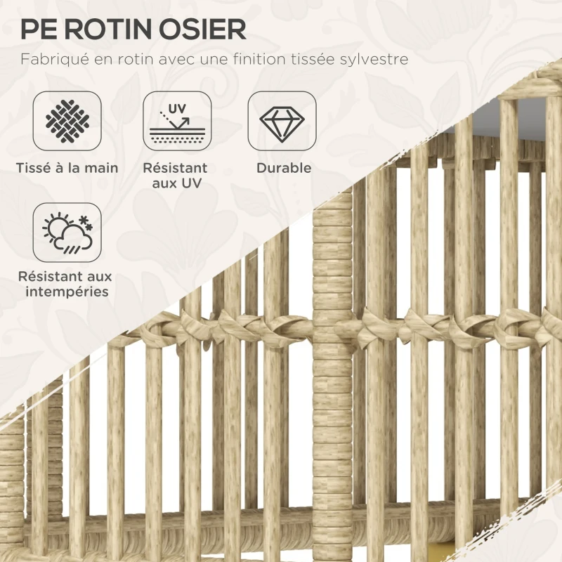 Outsunny Ensemble 5 pièces salon de jardin bas modulables pour 4 personnes en résine tressée aspect rotin