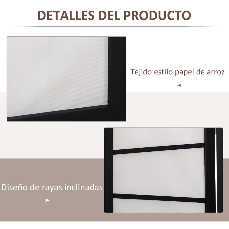 HOMCOM Biombo de 3 Paneles Divisor de Habitación Plegable 120x170 cm Separador de Ambientes para Oficina Salón Negro y Blanco