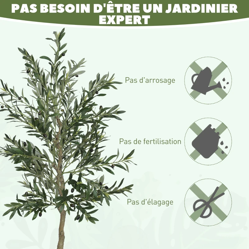 HOMCOM Olivier artificiel 180 cm plante artificielle intérieur, décoration pour maison, bureau, salon, chambre