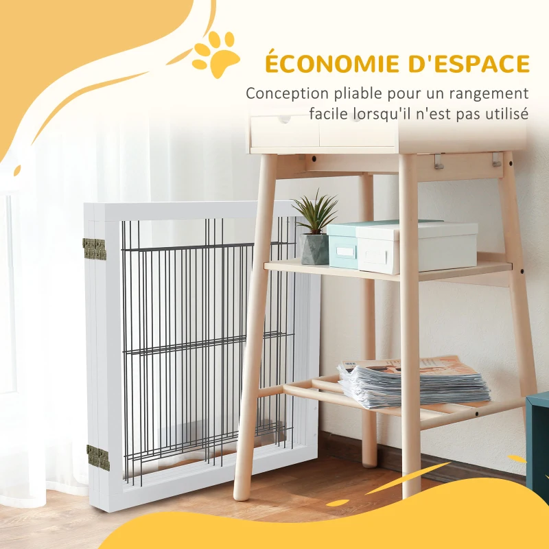 PawHut Barrière de sécurité pour chien barrière de protection à 4 panneaux pliante clôture pour animal domestique