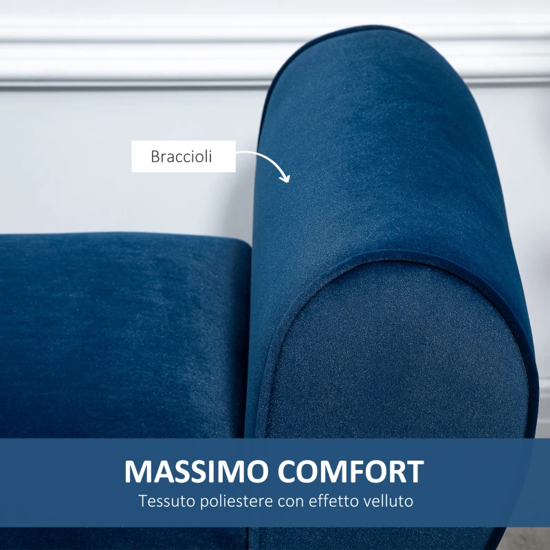 HOMCOM Panca Contenitore Imbottita per Interno in Tessuto Vellutato con Braccioli, 118x42x66cm - Blu