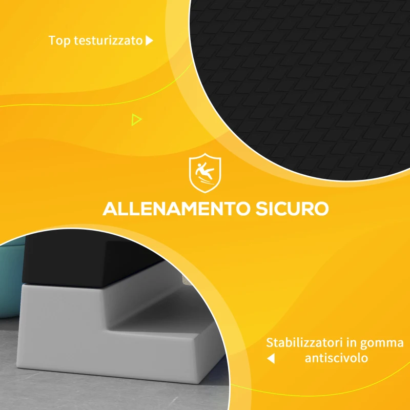 SPORTNOW Stepper ad Altezza Regolabile con Gradini Rimovibili e Fondo Antiscivolo, in ABS, 97x36x15/20/25 cm, Grigio
