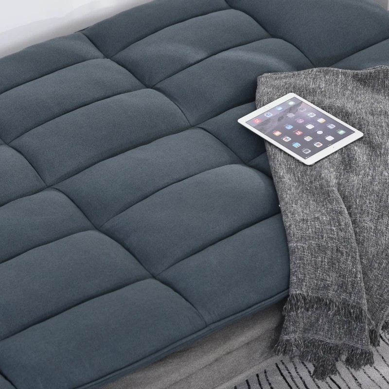 HOMCOM Schlafsofa, Klappsofa, 3-Sitzer Stoffsofa, Chaiselongue, Bettsofa, Sofa mit Schlaffunktion, Sofagarnitur, Verstellbarer Winkel, Grau+Beige, 185 x 97 x 84 cm