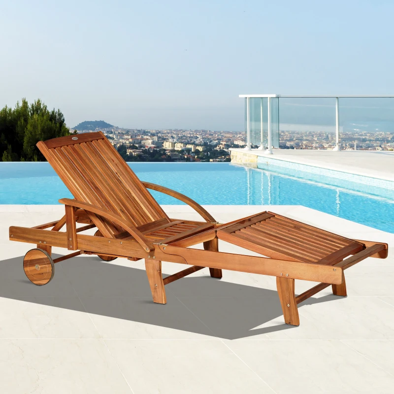 Outsunny Gartenliege Sonnenliege Liegestuhl Gartenmöbel klappbar verstellbar Tannenholz Natur 195 x 70 x 56-88 cm