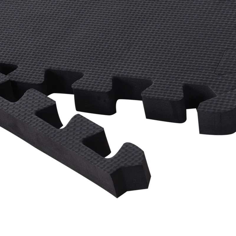 HOMCOM Tappeto Palestra per Fitness in EVA, Tappetino Yoga Antiscivolo da 8 Pezzi per Yoga Pilates Casa, 63.5x63.5x2cm, Nero