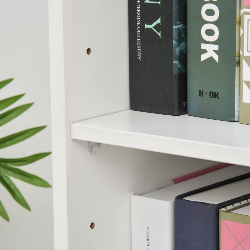 HOMCOM Estantería de Madera Librería Biblioteca de 4 Compartimentos con Baldas Ajustables para Libros Archivos 118,2x29,5x76,5 cm Blanco