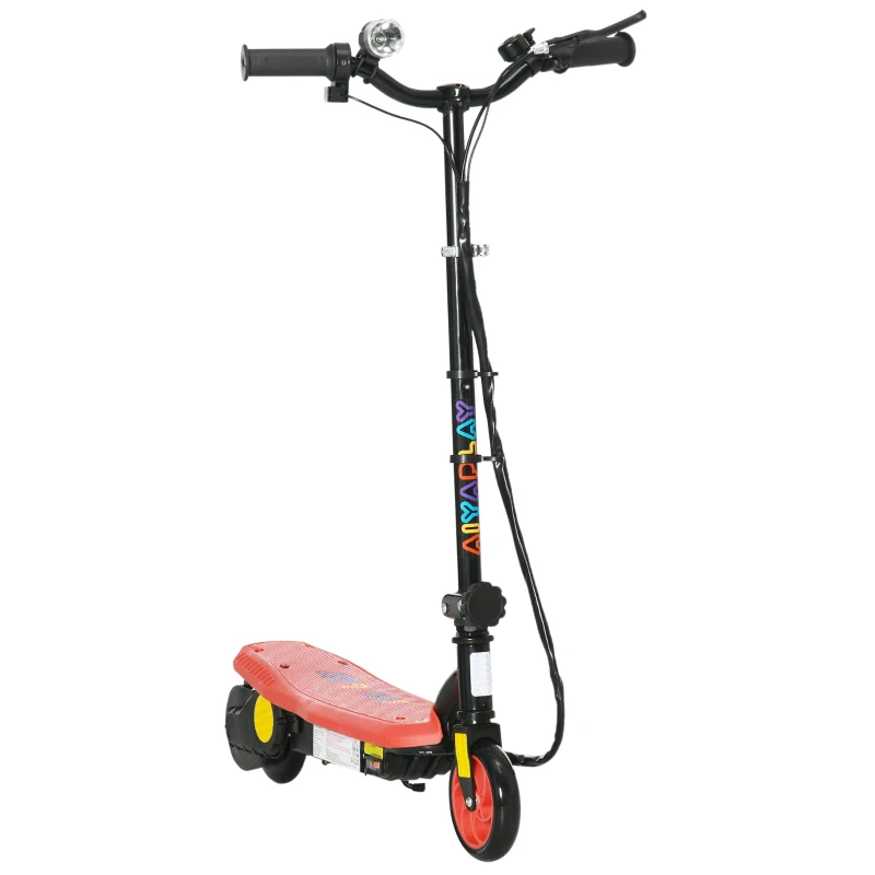 HOMCOM Foldable Electric Scooter, with LED Headlights, for Ages 7-14 Years, Red