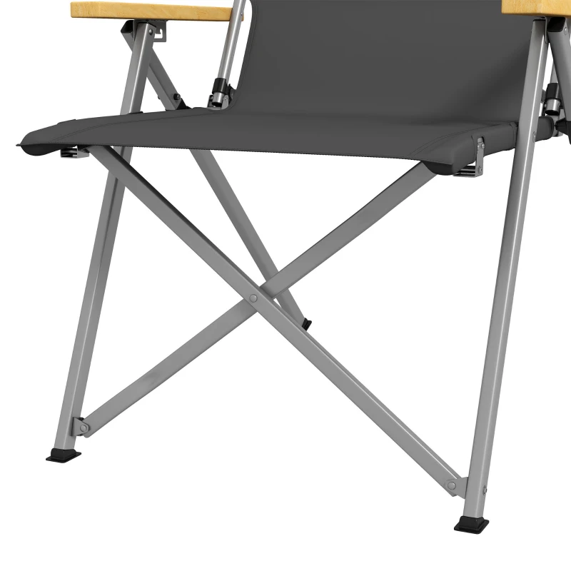 Outsunny Sedia da Campeggio Pieghevole con Schienale Regolabile, in Alluminio e Poliestere 74x59.5x98 cm, Grigio e Argento