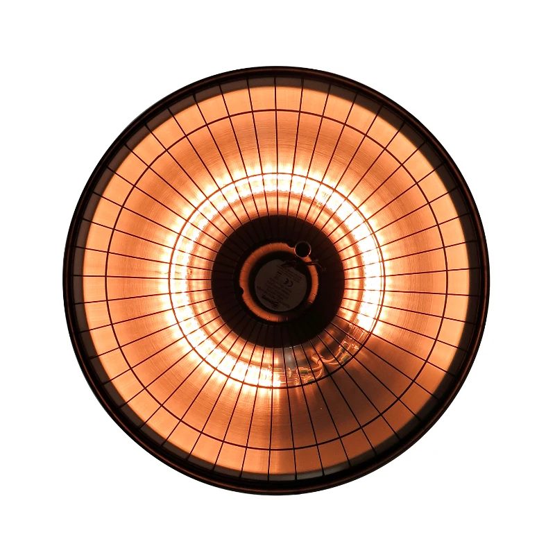 HOMCOM Chauffage radiant suspendu Ø 48 x 35H cm 2 tubes 1000/2500 W chaine + mousqueton intégrés noir