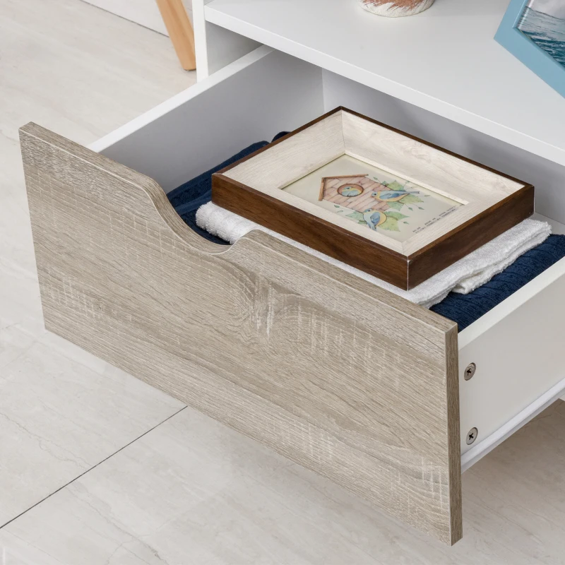 HOMCOM TV Stand Cabinet for TVs up to 42", Modern TV Unit with Shelf, Drawers and Storage Cabinet, Entertainment Center for Living Room, Beige