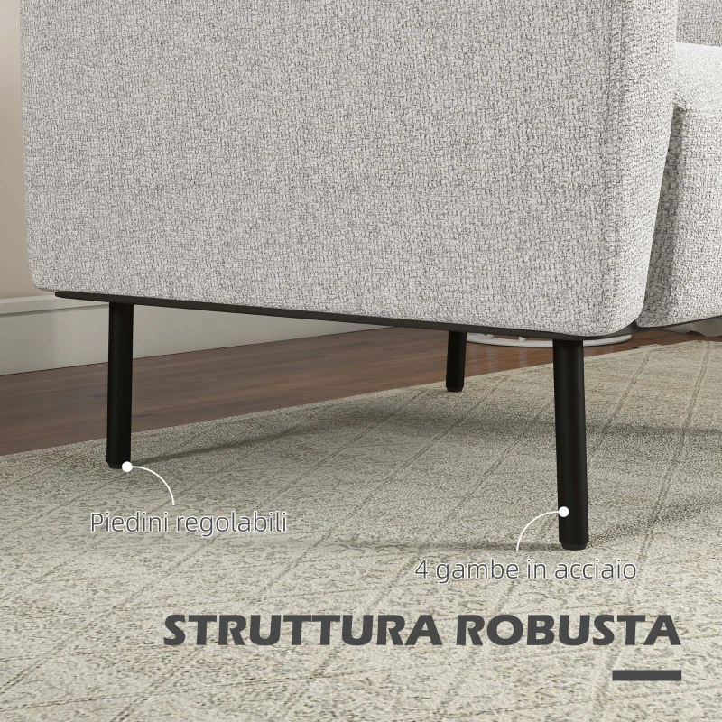 HOMCOM Poltrona d'arredo in Tessuto Effetto Lino Traspirante e Gambe in Acciaio, 79x76x65 cm, Grigio