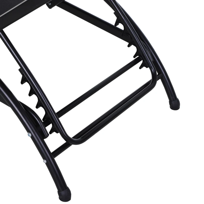 Outsunny Bain de Soleil transat Chaise Longue Fauteuil relax Jardin Design Contemporain inclinable Multi-Positions Repose-Pied réglable tétière icluse alu textilène Noir