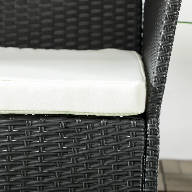 Outsunny Divano da Giardino a 2 Posti con Cuscino e Braccioli in Rattan PE e Acciaio, 100x54x80cm, Nero