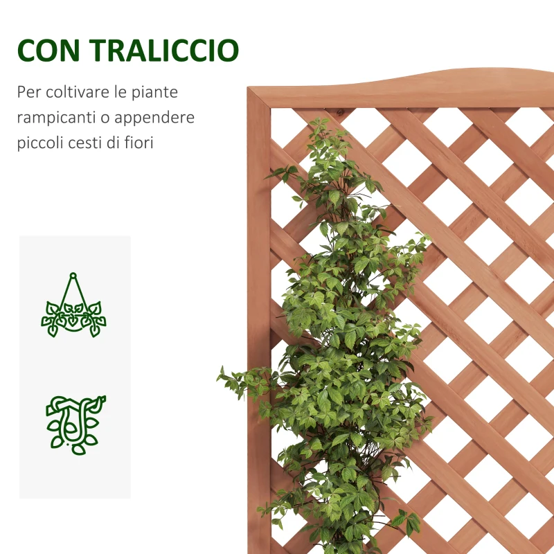 Outsunny Fioriera Verticale da Esterno con Traliccio per Piante Rampicanti in Legno di Abete, 76x36x170 cm