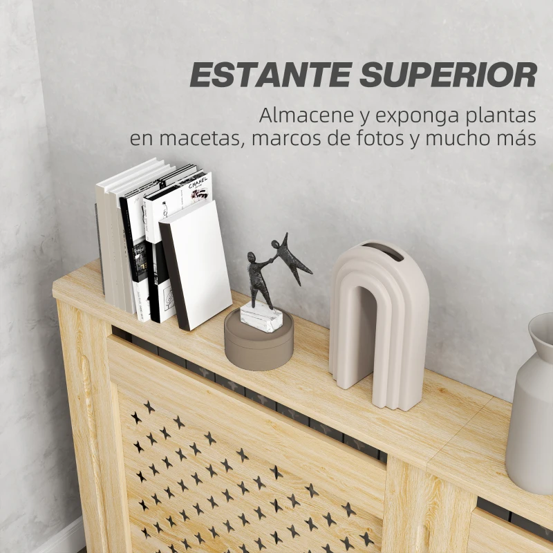 HOMCOM Cubreradiador de MDF Cubierta para Radiador para Salón Dormitorio Pasillo 152x19x82 cm Roble