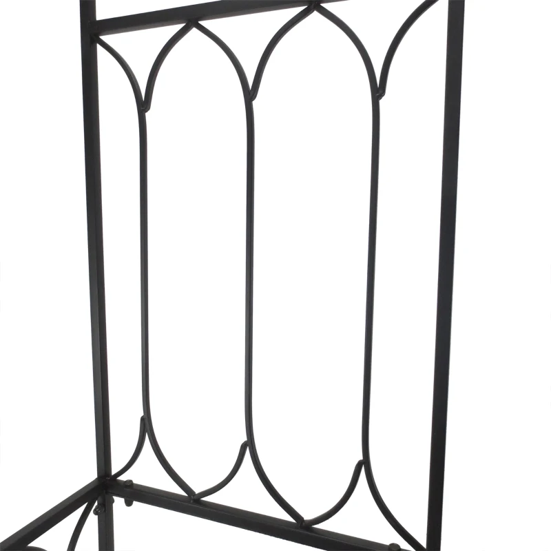 Outsunny Arco de Jardín con Banco Metálico Soporte para Plantas Trepadoras y Rosales para Terraza Patio 115x59x203 cm Negro