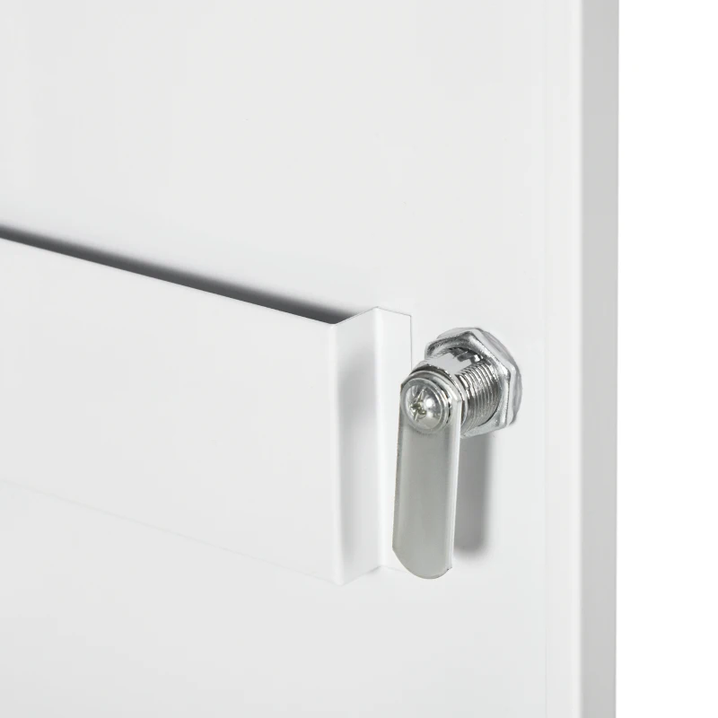 kleankin Armadietto Medicinali a 3 Ripiani con Serratura e 2 Chiavi, in Acciaio, 40x15x53.5 cm, Bianco