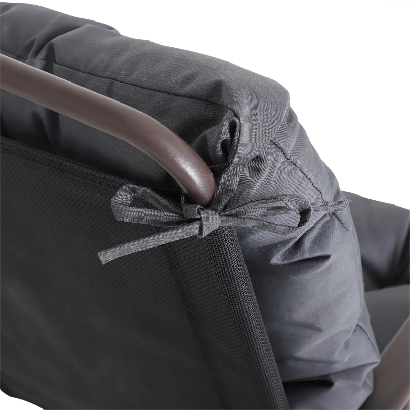 Outsunny 2er-Set Sitzkissen, 98cm x 50cm x 8cm Stuhlkissen mit Bänder, Polsterauflage, waschbar/Ergonomische Sitzpolster für Haus, Garten, Sofa, Grau