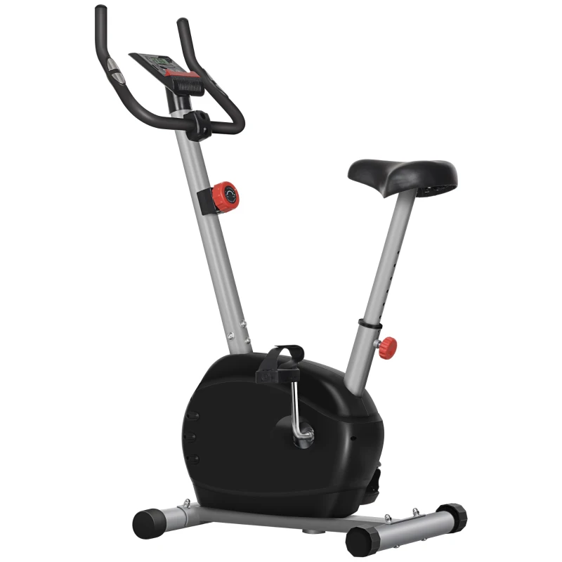 SPORTNOW Quiet Exercise Bike with 8-Level Magnetic Resistance and Heart Rate Sensor, for Home Gym, Grey and black