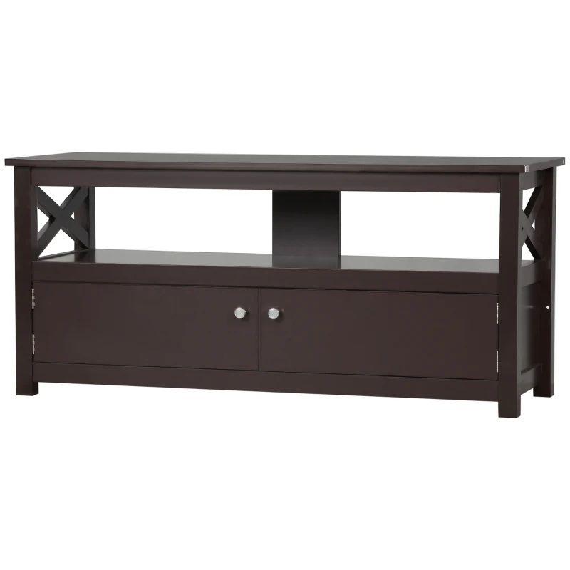 HOMCOM Mueble para TV de Salón para Televisiones de hasta 46 Pulgadas con 2 Puertas 110x40x50 cm Café