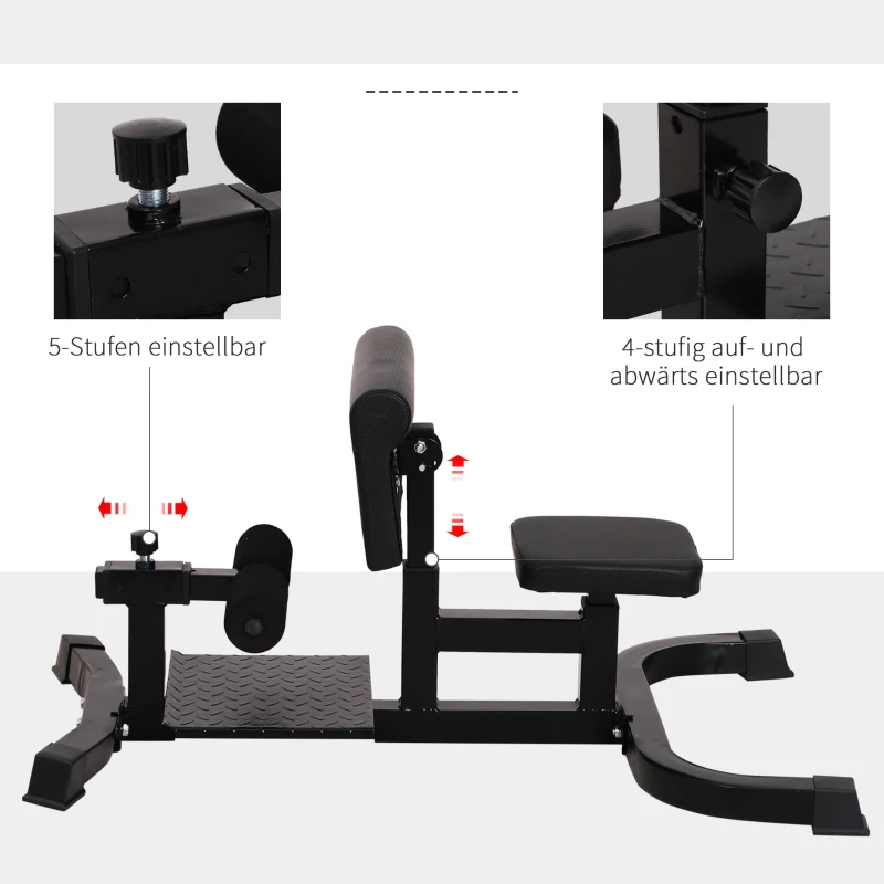 HOMCOM Squat Bench Trainer Sit Up Machine Multifunctional Equipment Abdomen and Leg Strength Indoor Household Fitness Device Black