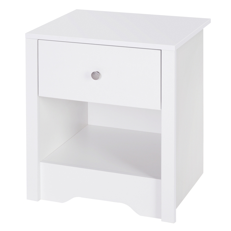HOMCOM Modern Bedside Table, Nightstand with Drawer Shelf, End Table for Living room, Bedroom White