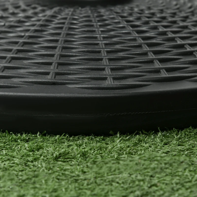 Outsunny Base per Ombrellone Rotonda Effetto Rattan da 12.5kg, Supporto per Pali da 38mm e 48mm, Ø44.5 cm, Nero