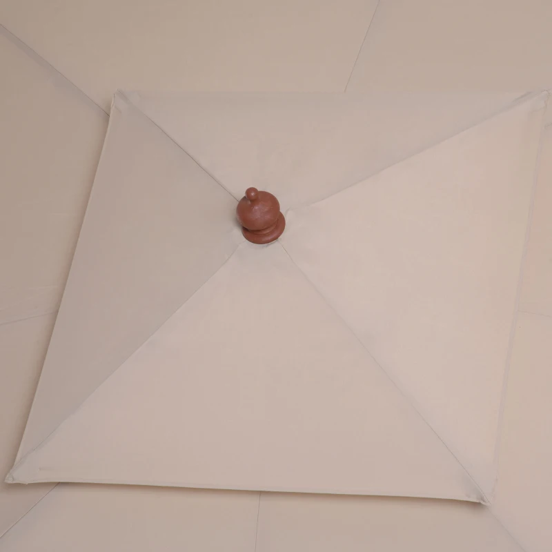 Outsunny Sombrilla de Jardín 3x3x3 m con Doble Techo Sistema de Polea Impermeable para Terraza Balcón Exterior Beige(m-9)