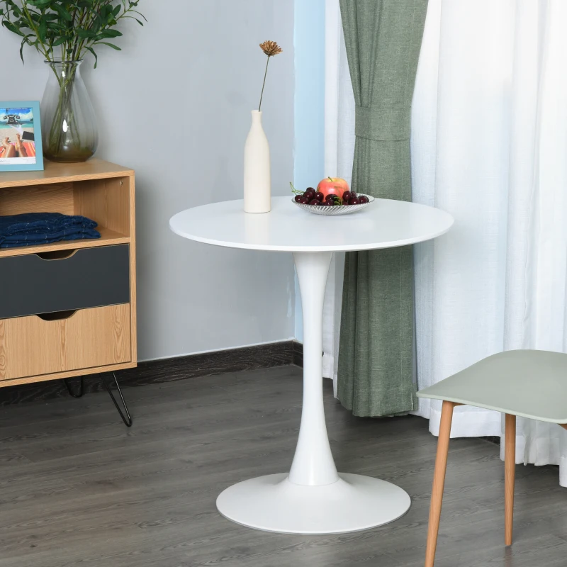 HOMCOM Table ronde tulipe design Ø 60 x 73H cm métal MDF blanc