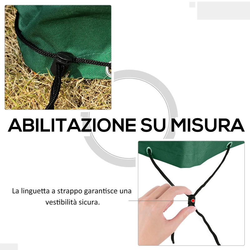 Outsunny Copertura per Dondolo da Giardino a 3 Posti in Tessuto Oxford con Chiusura a Corda, 240x133x185 cm, Verde