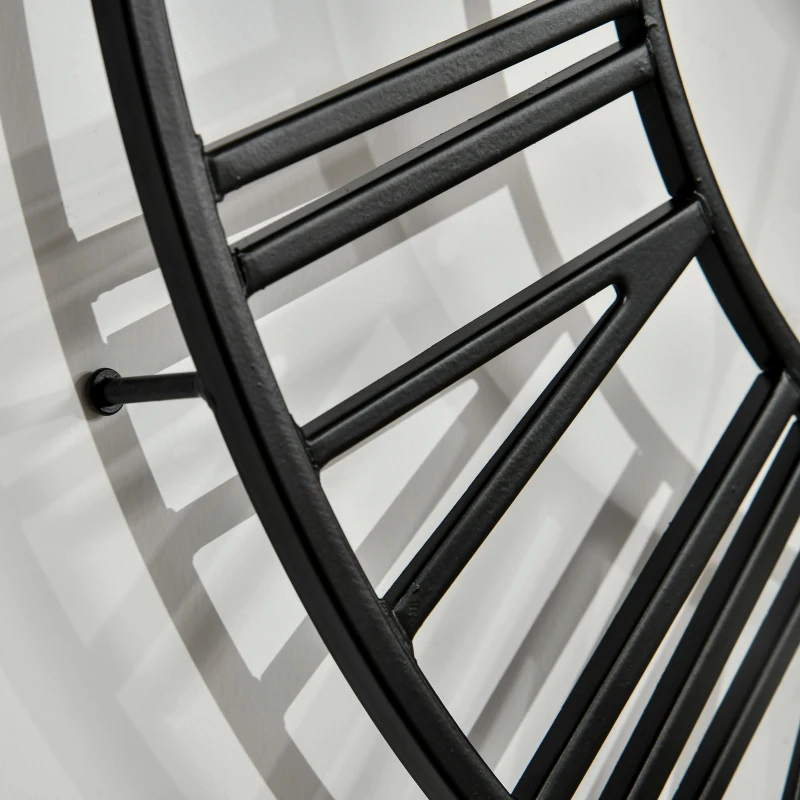 HOMCOM Wanduhr Vintage-Design 60 cm Durchmesser, mit römischen Zahlen, geräuschlos 60 cm x 60 cm x 4 cm Schwarz Natur