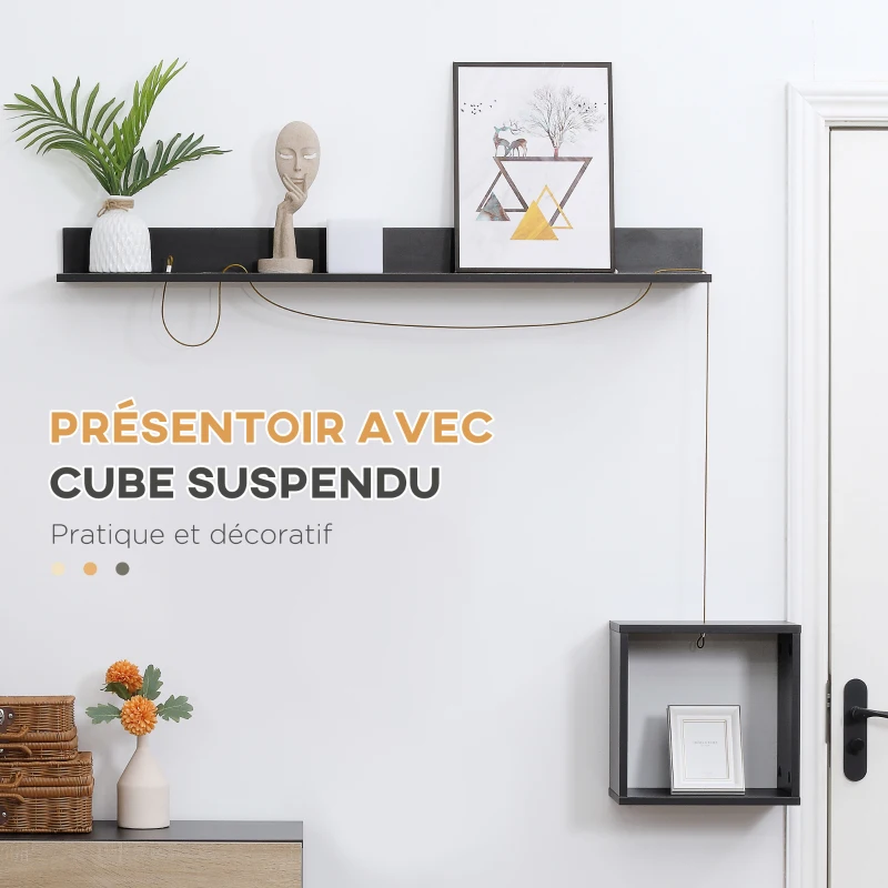 HOMCOM Ensemble de meuble d'entrée avec banc à chaussures, meuble à chaussures, 4 patères et étagère pour l'entrée, noir et naturel