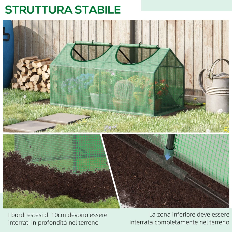 Outsunny Serra da Giardino con Copertura in PE, Picchetti e Bordi Estesi, 120x60x60cm, Verde